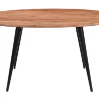 Table à manger ovale en bois massif et métal noir L160 cm OBALI