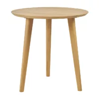 Table à manger ronde en bois clair chêne massif D75 cm OKSANA