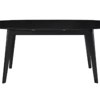 Table extensible rallonges intégrées ovale en bois noir L160-200 cm MARIK