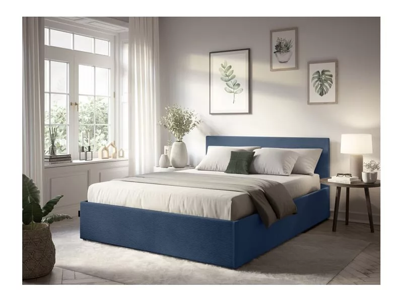 Lit coffre 180x200 cm LOUNGITUDE EDGAR coloris bleu – Image 4