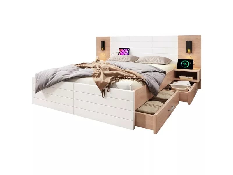 Lit avec rangement 160x200 cm WISHDOR coloris blanc – Image 8