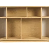 Console vintage en bois clair chêne avec portes coulissantes L120 cm EPIC