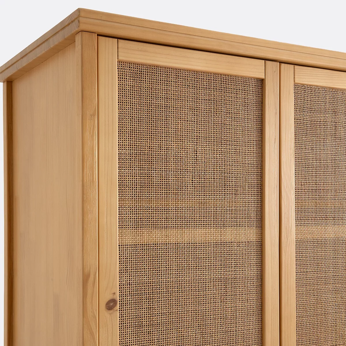 Armoire 2 portes pin massif et cannage, Gabin – Image 8