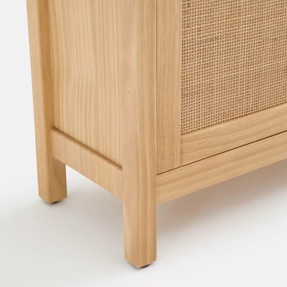 Meuble à chaussures, en pin massif et cannage de rotin, Gabin – Image 9