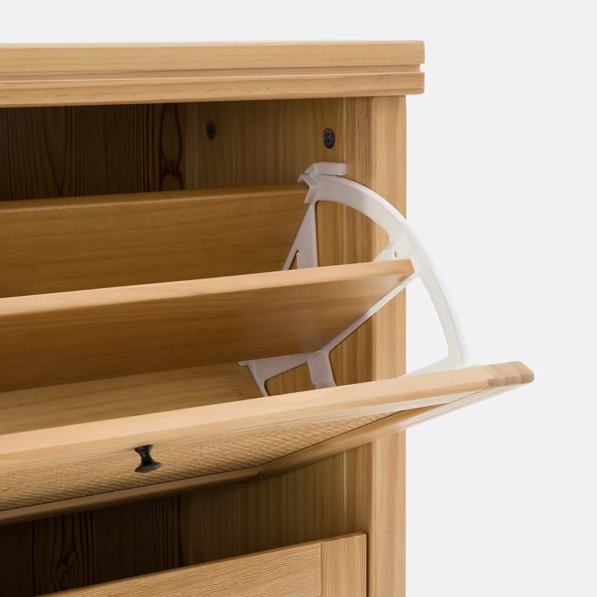 Meuble à chaussures, en pin massif et cannage de rotin, Gabin – Image 5