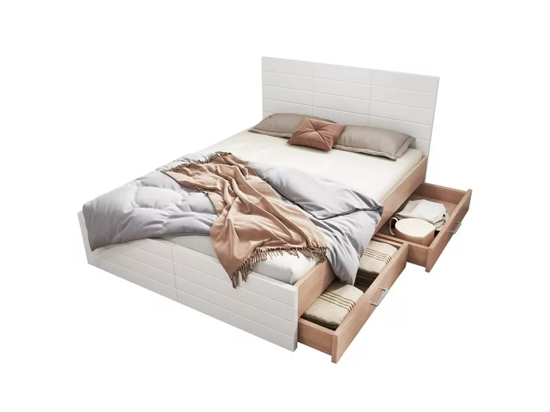 Lit avec rangement 160x200 cm WISHDOR coloris blanc – Image 3