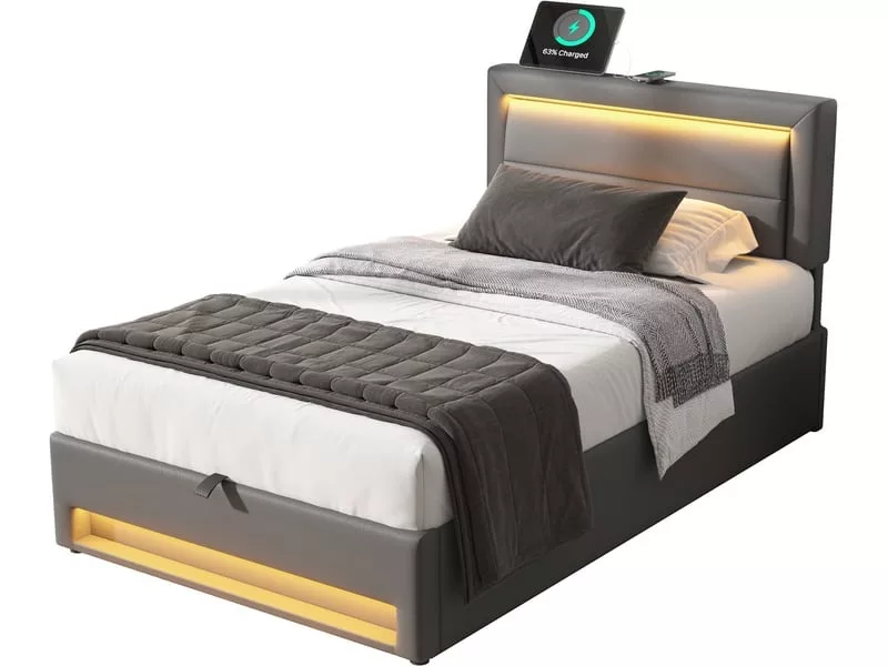 Lit coffre 90x200 cm OKWISH coloris noir – Image 18