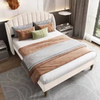 Lit 2 places 140×200 cm MERAX LIT ADULTE BEIGE coloris beige