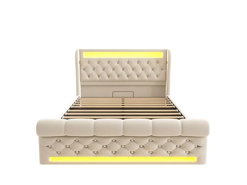 Lit coffre 140x200 cm KOMHTOM COFFER250618 coloris beige – Image 3