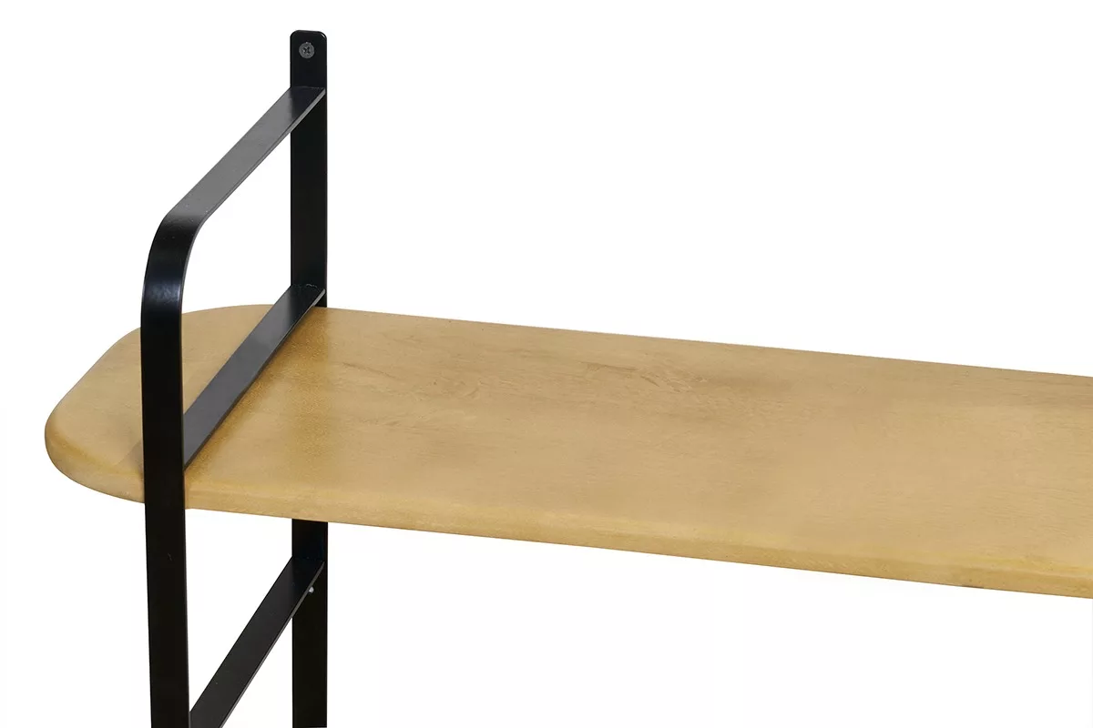 Étagère murale en bois manguier massif et métal noir L122 cm AKINA – Image 3
