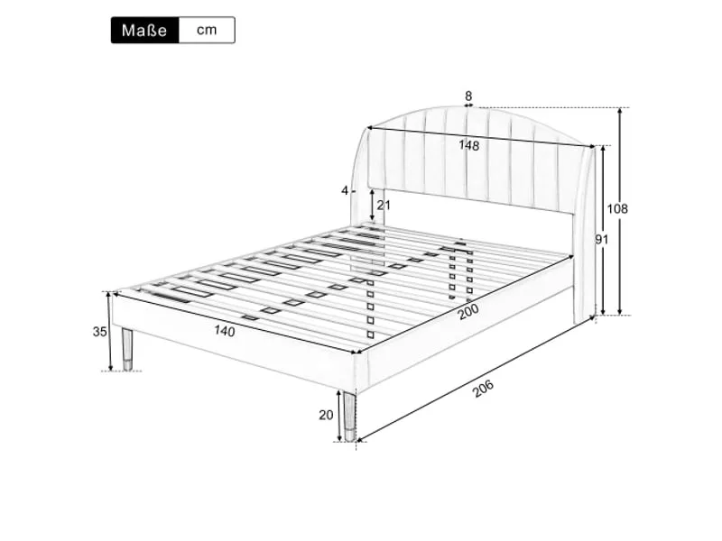 Lit 2 places 140x200 cm OKWISH coloris beige – Image 16