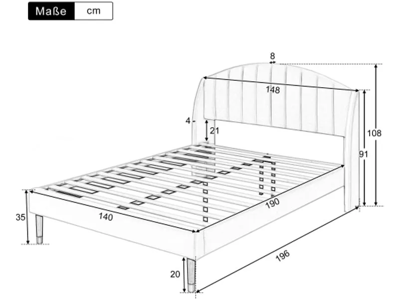 Lit 2 places 140x200 cm OKWISH coloris beige – Image 10