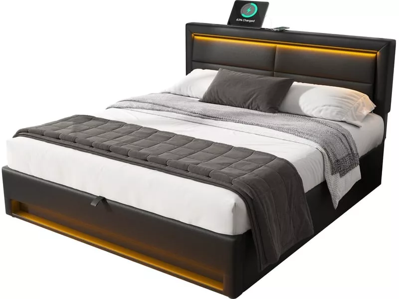 Lit coffre 90x200 cm OKWISH coloris noir – Image 2