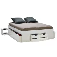 Lit avec rangement 140×190 cm LE QUAI DES AFFAIRES 29789 coloris blanc