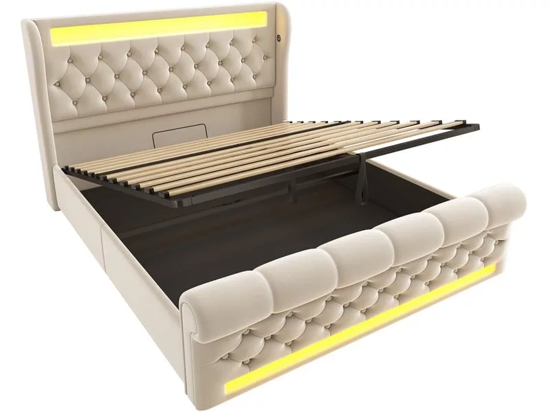 Lit coffre 140x200 cm KOMHTOM COFFER250618 coloris beige – Image 8