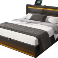 Lit coffre 140×200 cm OKWISH coloris noir