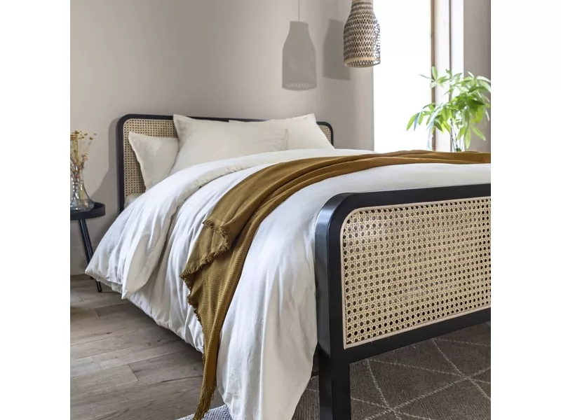 Lit simple 180x200 cm TERRE DE NUIT coloris noir – Image 2