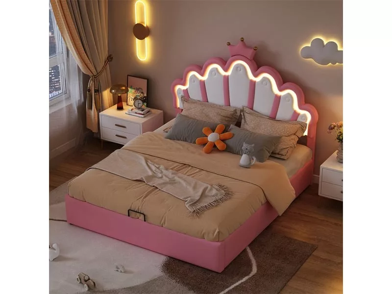 Lit 2 places 140x200 cm SEA WALL coloris rose – Image 5