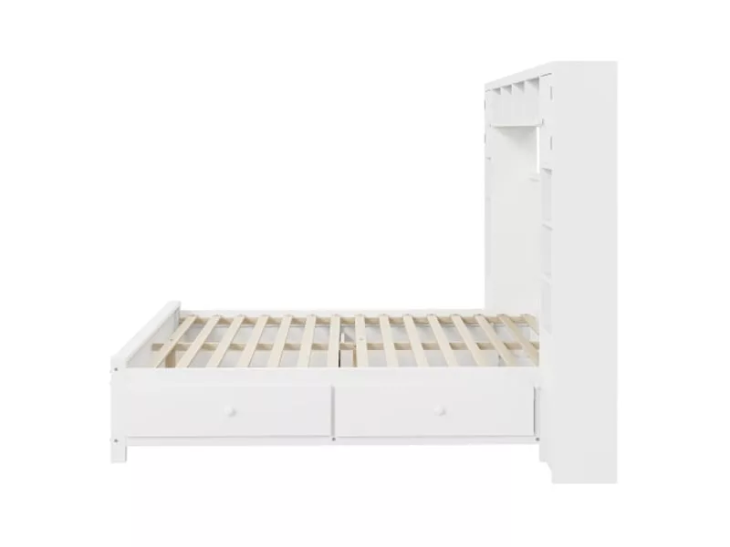 Lit avec rangement 140x200 cm coloris blanc – Image 6