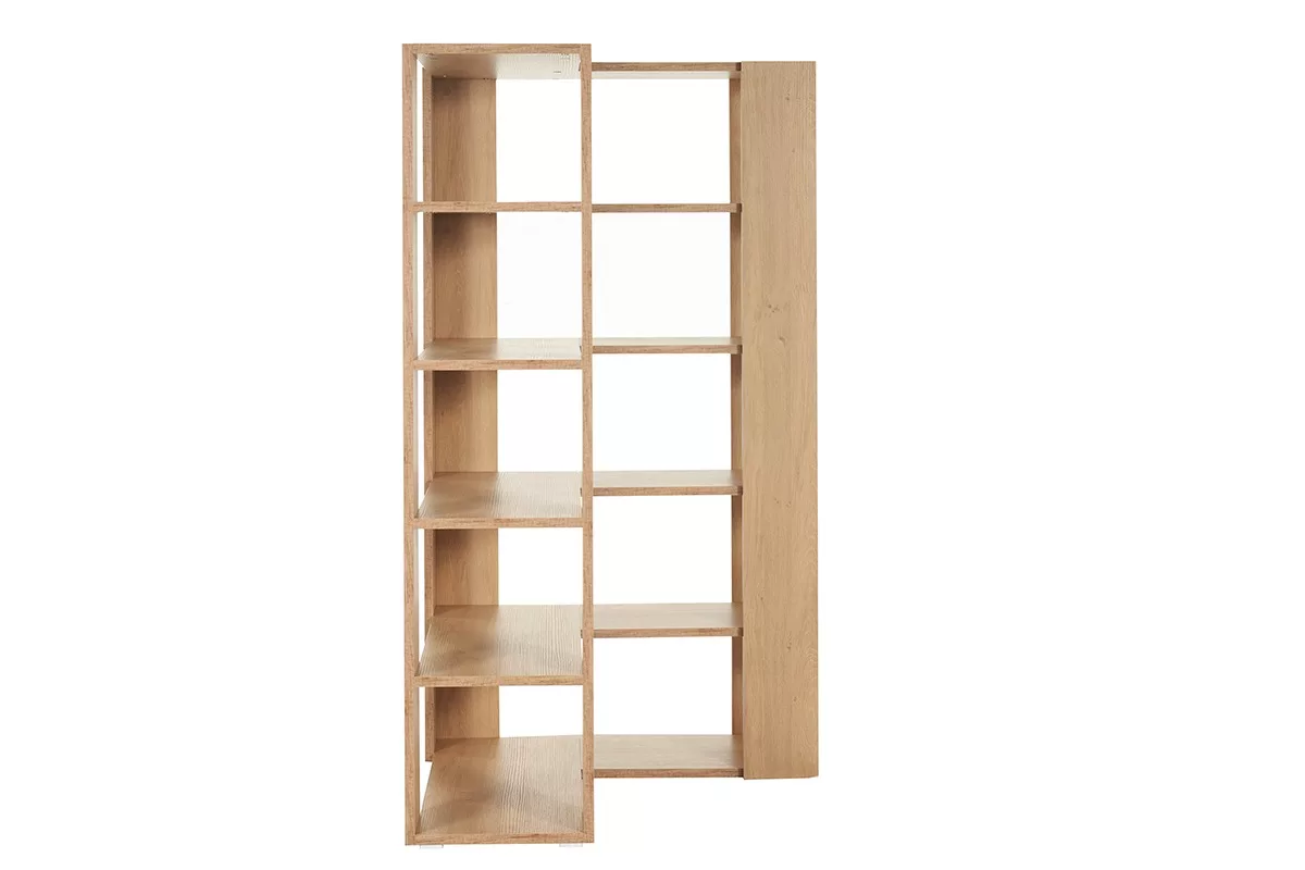 Bibliothèque étagère d'angle finition bois clair chêne L95 cm MUSSO – Image 3