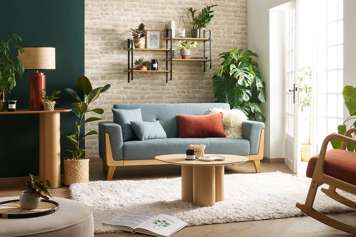 Étagère murale en bois manguier massif et métal noir L122 cm AKINA – Image 4