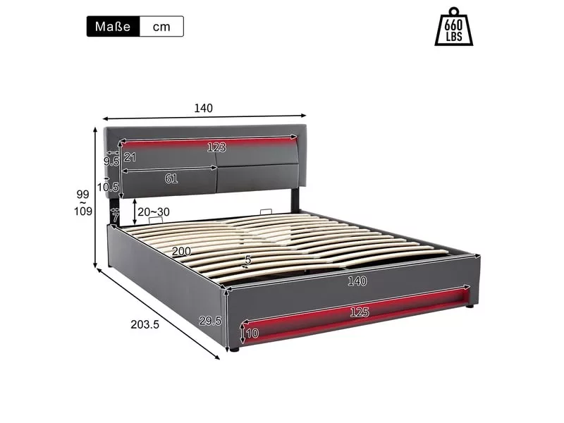 Lit coffre 90x200 cm OKWISH coloris noir – Image 23