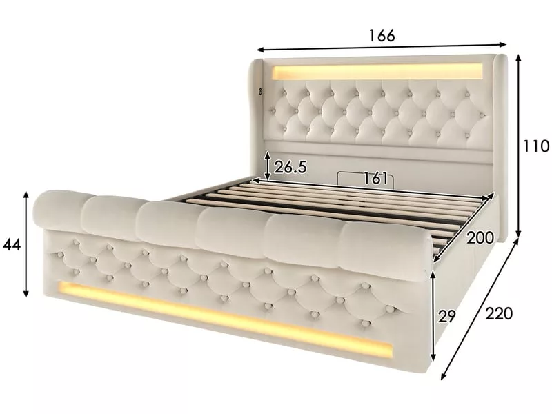 Lit coffre 140x200 cm KOMHTOM COFFER250618 coloris beige – Image 9