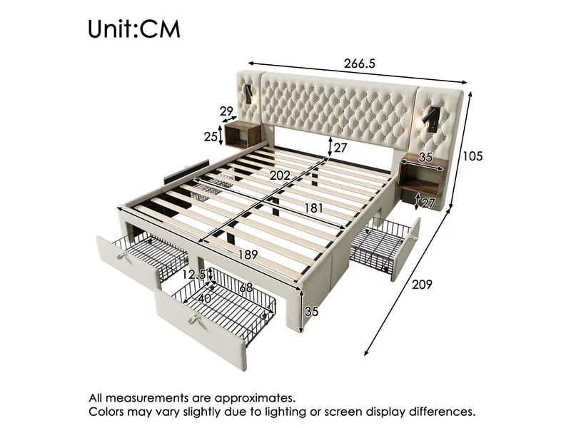 Lit avec rangement 180x200 cm KOMHTOM coloris beige – Image 3