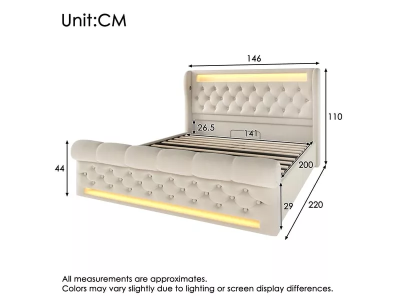 Lit coffre 140x200 cm KOMHTOM COFFER250618 coloris beige – Image 5