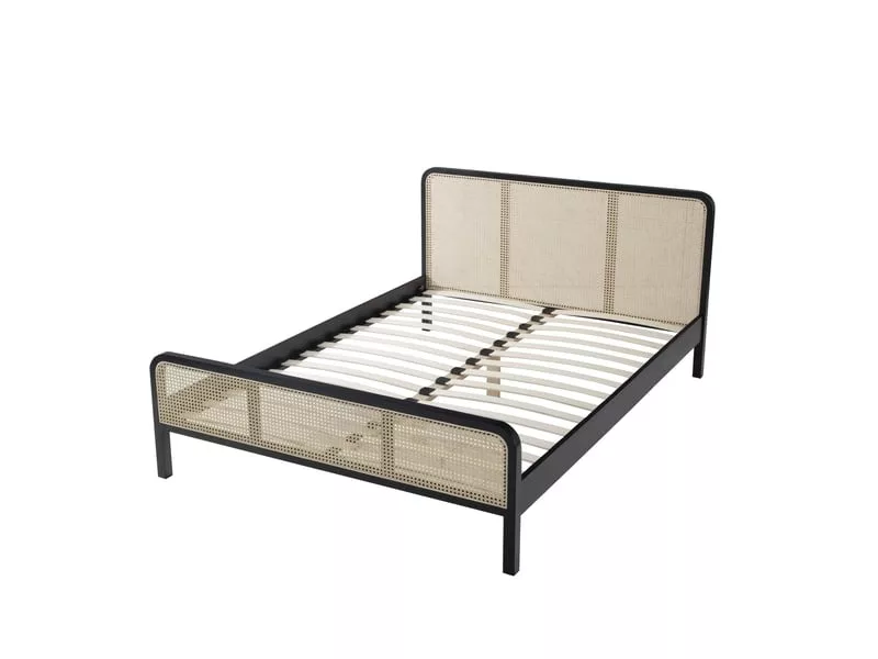 Lit simple 180x200 cm TERRE DE NUIT coloris noir