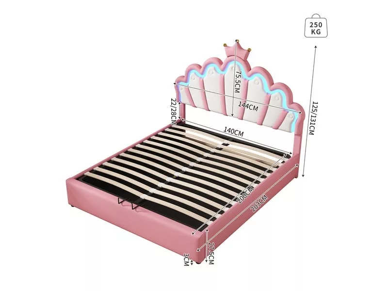 Lit 2 places 140x200 cm SEA WALL coloris rose – Image 6