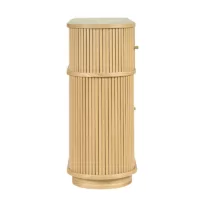 Console vintage en bois clair chêne avec portes coulissantes L120 cm EPIC