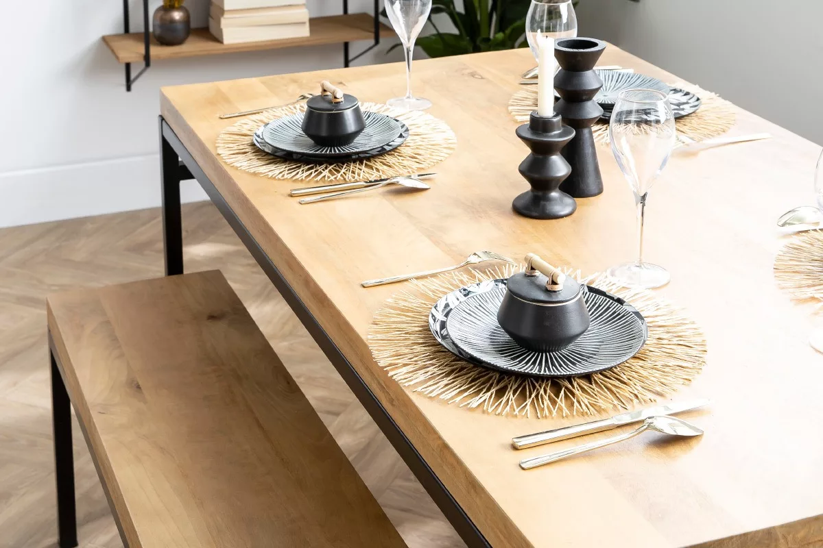 Table à manger industrielle bois manguier massif et métal L160 cm YPSTER – Image 6