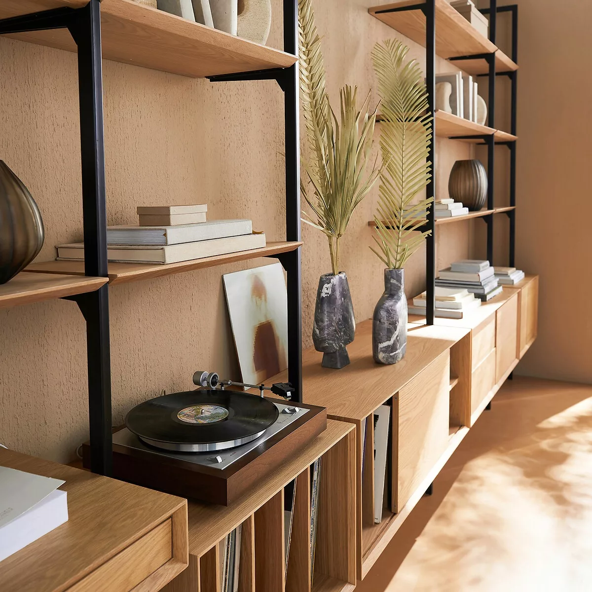 Meuble TV L110 x P42 cm plaqué chêne, Archivita XL – Image 10