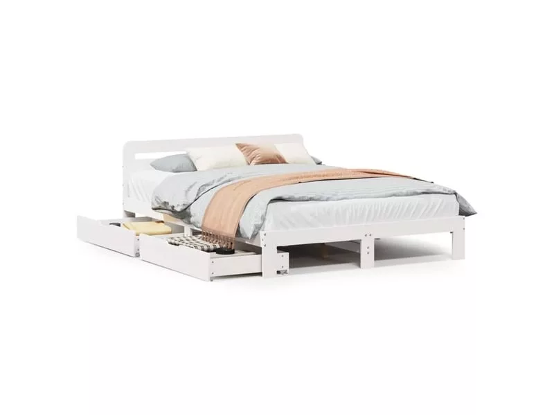 Lit avec rangement 140x190 cm VIDAXL coloris blanc