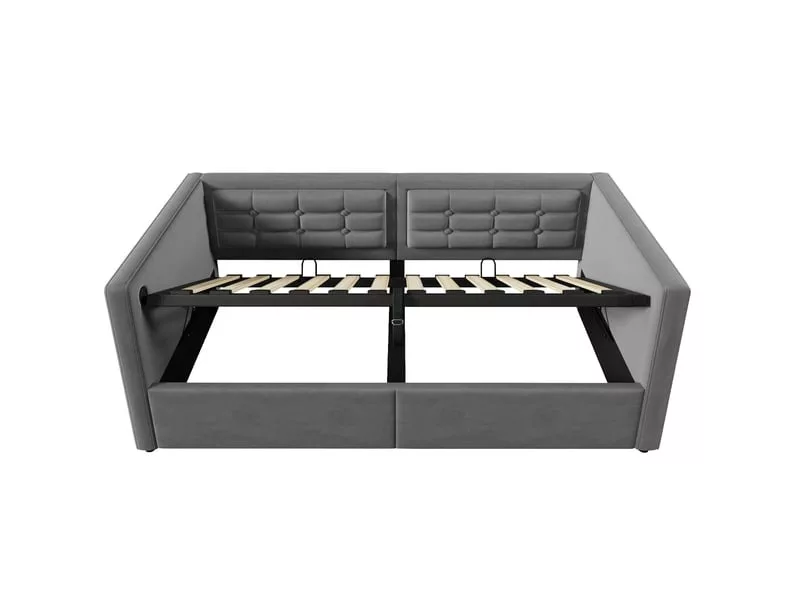 Lit coffre 90x190 cm KOMHTOM coloris gris – Image 4