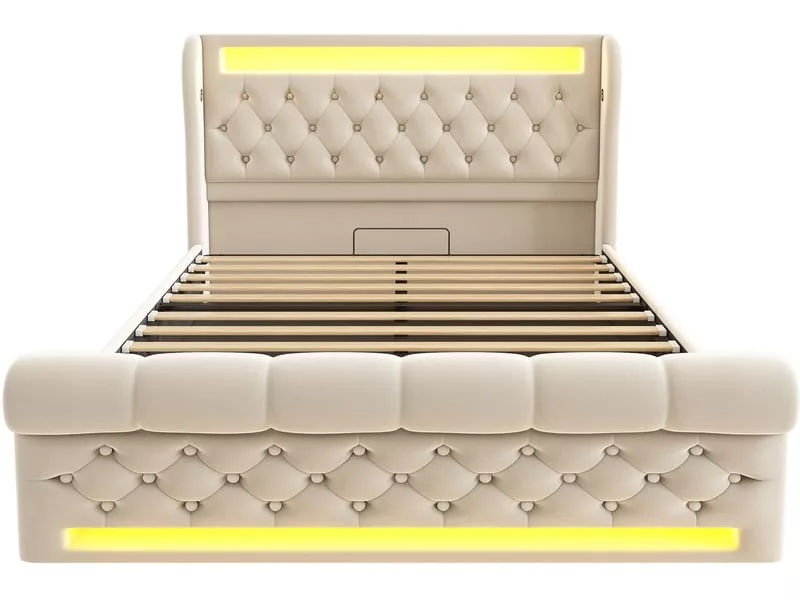 Lit coffre 140x200 cm KOMHTOM COFFER250618 coloris beige – Image 10