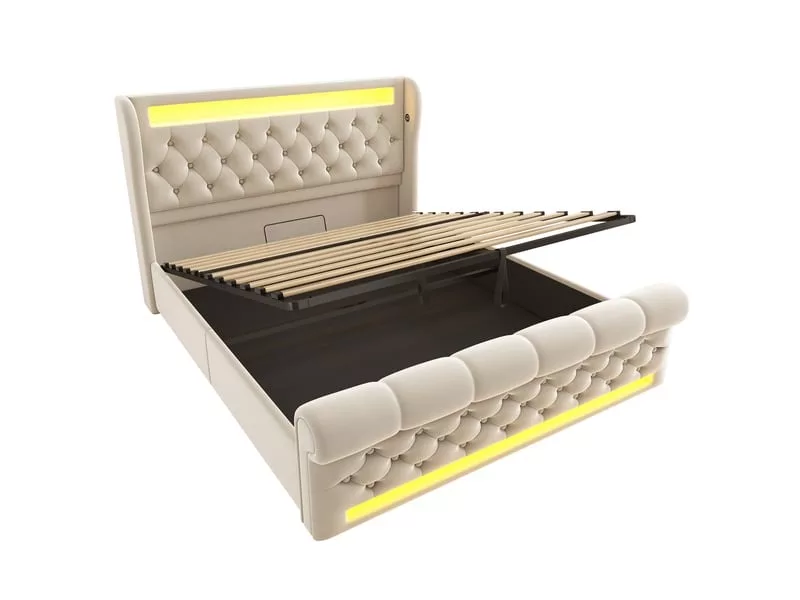 Lit coffre 140x200 cm KOMHTOM COFFER250618 coloris beige – Image 6