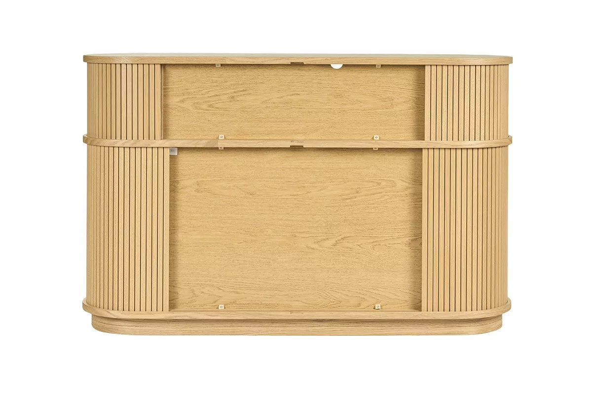 Console vintage en bois clair chêne avec portes coulissantes L120 cm EPIC – Image 6