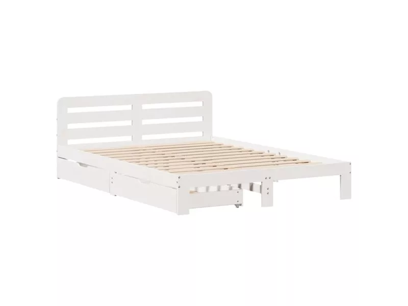 Lit avec rangement 140x190 cm VIDAXL coloris blanc – Image 4