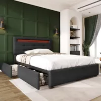 Lit avec rangement 90×200 cm SWEIKO YCFR000169 coloris gris