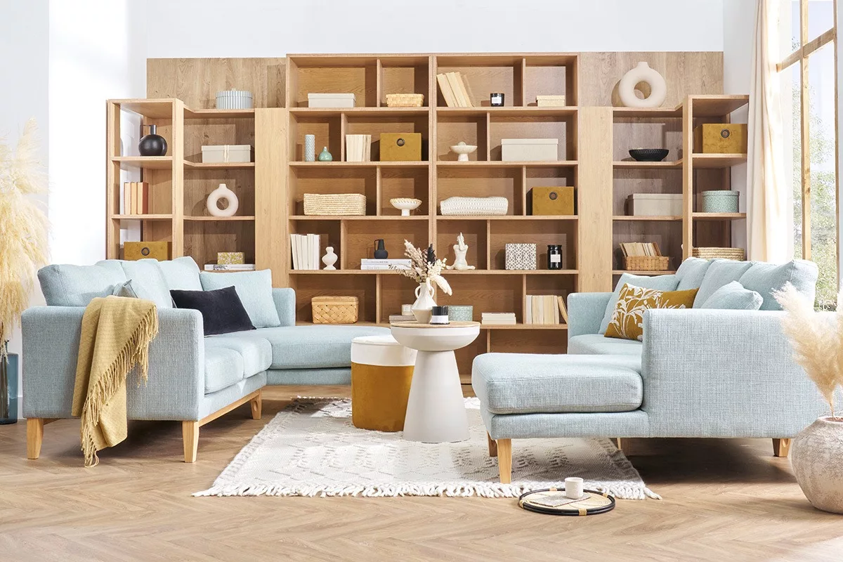 Bibliothèque étagère d'angle finition bois clair chêne L95 cm MUSSO – Image 7