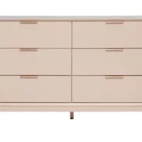 Commode rose poudré et métal doré 6 tiroirs L120 cm GIANA
