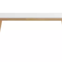 Table extensible rallonges intégrées rectangulaire blanche et bois clair L160-205 cm SWAD