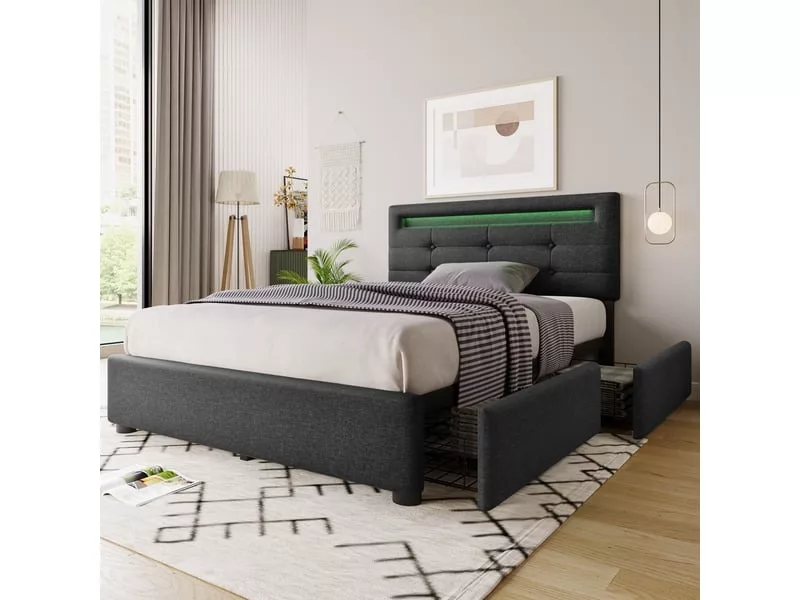 Lit avec rangement 90x200 cm SWEIKO YCFR000169 coloris gris – Image 6