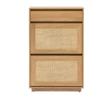 Meuble à chaussures finition bois clair chêne et cannage rotin L100 cm ALICANTE