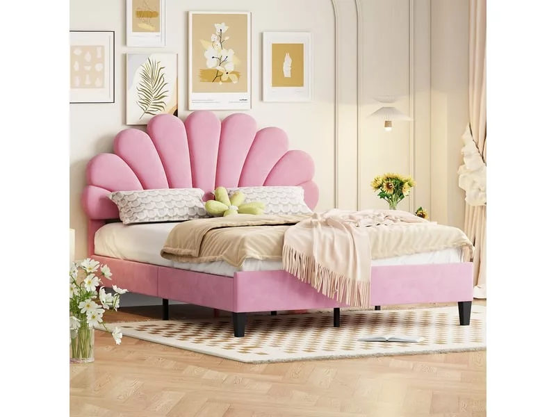 Lit 2 places 140x200 cm coloris rose