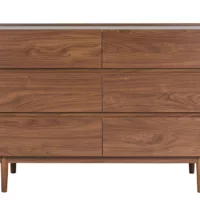 Commode finition bois foncé noyer 6 tiroirs L120 cm SANAA