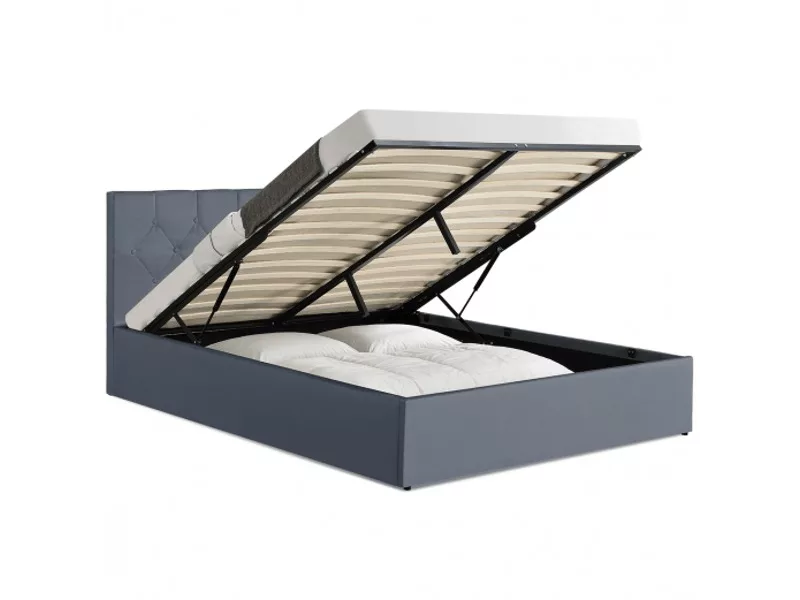 Lit coffre 140x190 cm ID MARKET coloris gris – Image 2