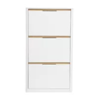 Meuble à chaussures 3 portes finition blanc laqué brillant L68 cm KIRK